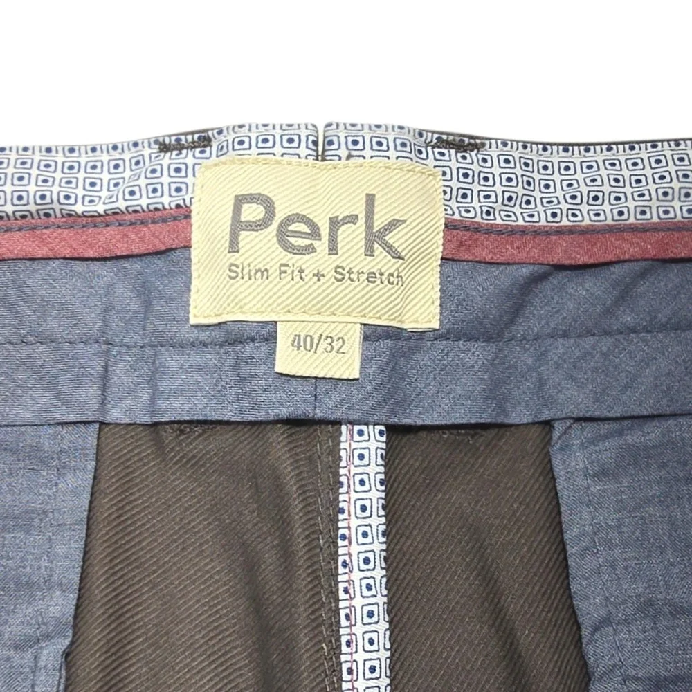 Perk Chino Pants‎ 40/32 Charcoal Grey Cotton Stretch Slim Fit Feel Good Chinos